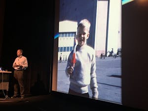 ASU Explorer and Professor of Practice Scott Parazynski speaks at the ASU School of Earth and Space Exploration in January 2017.&nbsp;