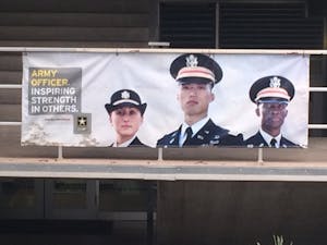 Army banner at Arizona State University's Social Sciences building on Sept. 6, 2016.