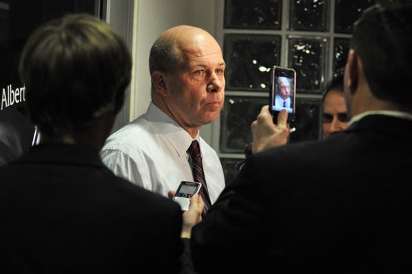 Herb Sendek addresses the media after ASU’s loss to UA on Dec. 31, 2011. Sendek and the Sun Devils played their final game of the season when they lost 85–65 to Stanford in the Pac-12 tournament.  (Photo by Aaron Lavinsky)