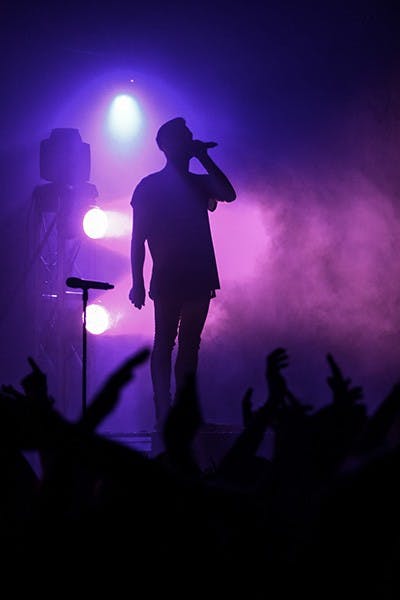 Breathe Carolina DJ/Keyboardist Luis Bonet joins in the chorus while performing their hit song "Blackout" at the Pressroom in downtown Phoenix as part of The Friendzone Tour feat Breathe Carolina and Candyland on Nov. 24, 2014. (Photo by Daniel Kwon)
