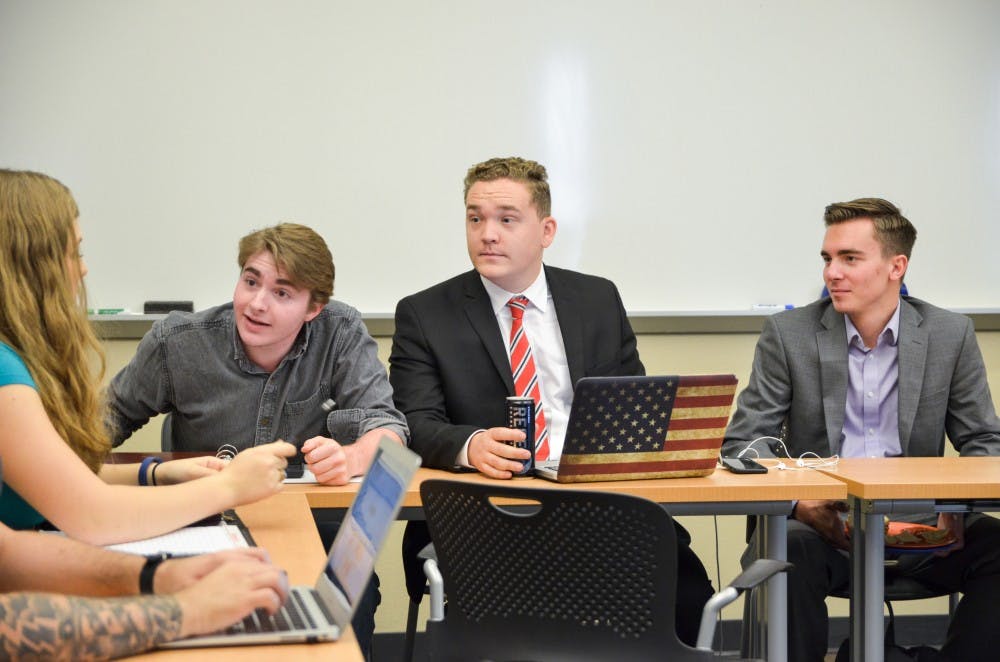 Member of the ASU Mock Trial Team practice on Saturday, Oct. 1, 2016.