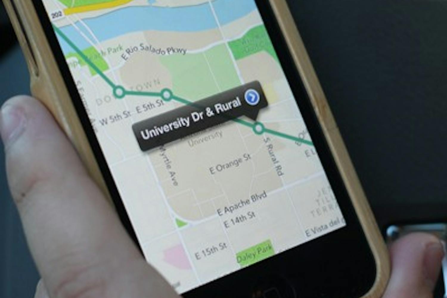 "Find My Train" is a convenient app developed by ASU Alumni, Michael Witham that aids Phoenix commuters. The iPhone App can be purchased through the App Store for $1.99. (Photo by Ashley Kesweder)