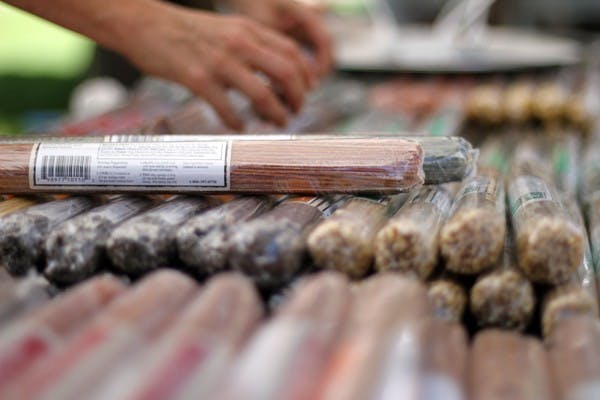 MARKET DELICACIES: Handmade pasta from Decio Pasta is stacked for display at the farmer's market on the Tempe campus.  The market offers fresh fruits, vegetables, and many other delicious foods for students to sample. (Photo by Lisa Bartoli)