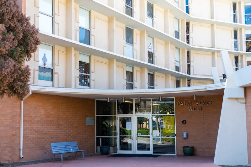 The entrance to Palo Verde West on the Tempe campus is pictured on Friday, Sept. 25, 2020. Desk assistants at Palo Verde West have encountered COVID-19 positive students breaking isolation in the dorm.