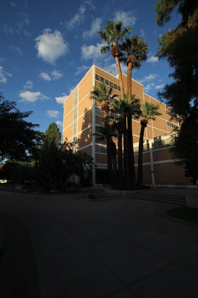 Asbestos removal is underway in the Tempe campus's Durham Language and Literature Building following a flood in September. (Photo by Jenn Allen)