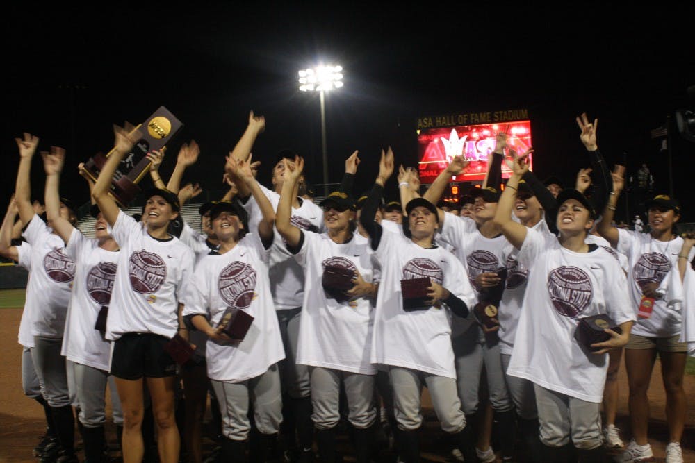 The Sun Devils celebrate their 2011 national championship on the field after the game. Photo by Corinne Calabro.