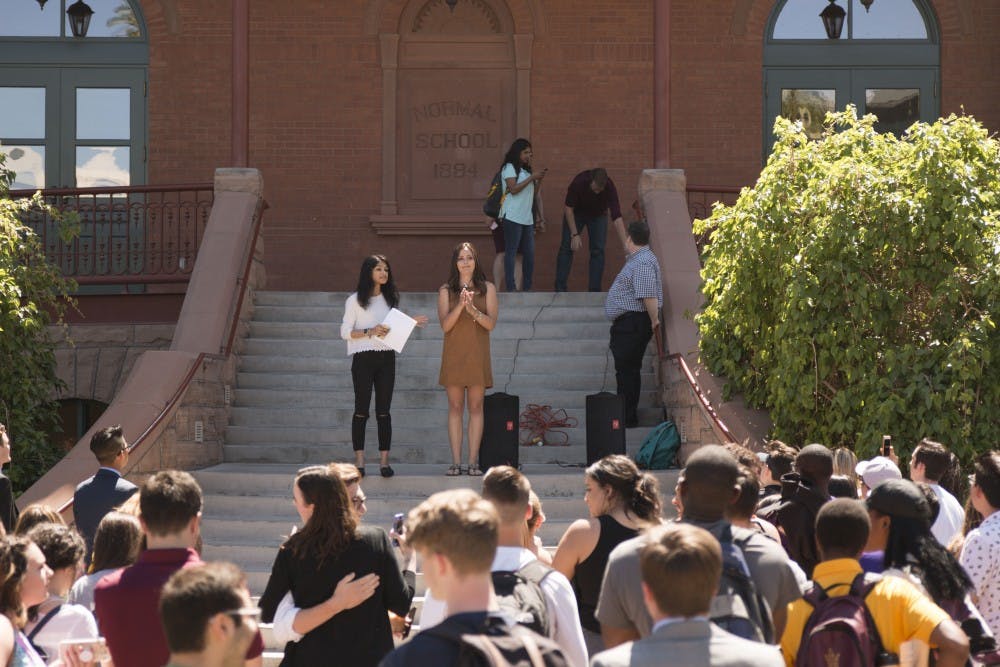 The USG election&nbsp;results for 2017 were announced on the steps of Old Main at ASU's Tempe campus on Thursday, March 30, 2017.&nbsp;