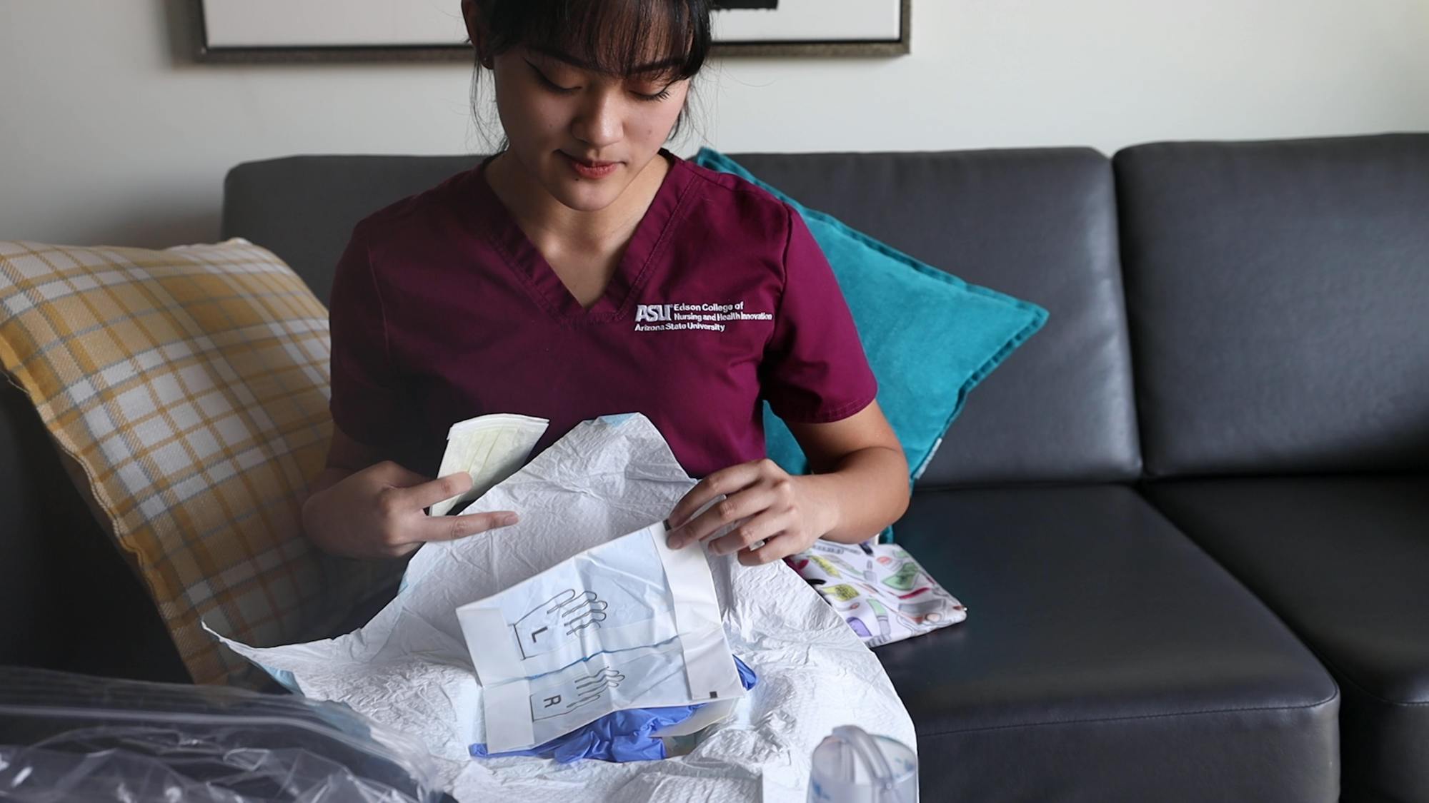 Alyssa Mae Romero showcases her nursing supplies on Sept. 23, 2020.