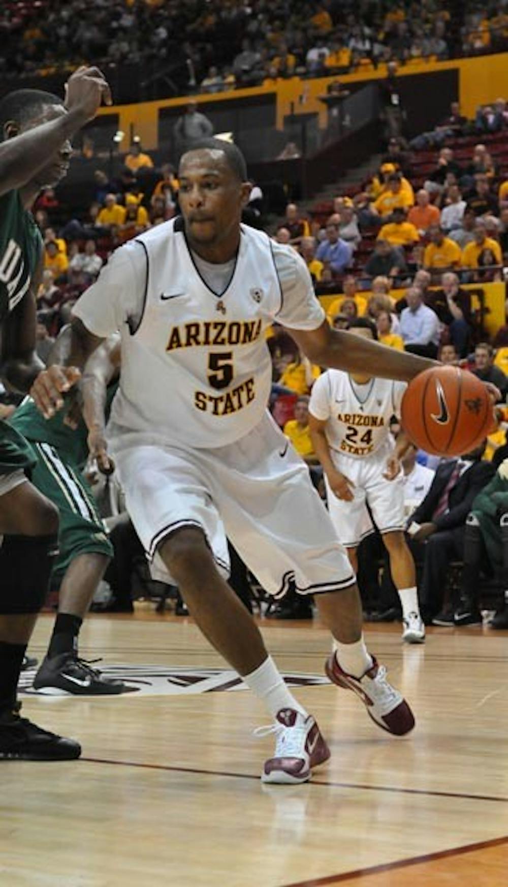 POST POTENTIAL: Freshman forward Kyle Cain tries to get to the basket against UAB earlier this season. Cain has started getting significant minutes at center with sophomore Ruslan Pateev struggling. Cain's 17 rebounds against Houston Baptist were the most by an ASU player since 2007. (Photo by Aaron Lavinsky)