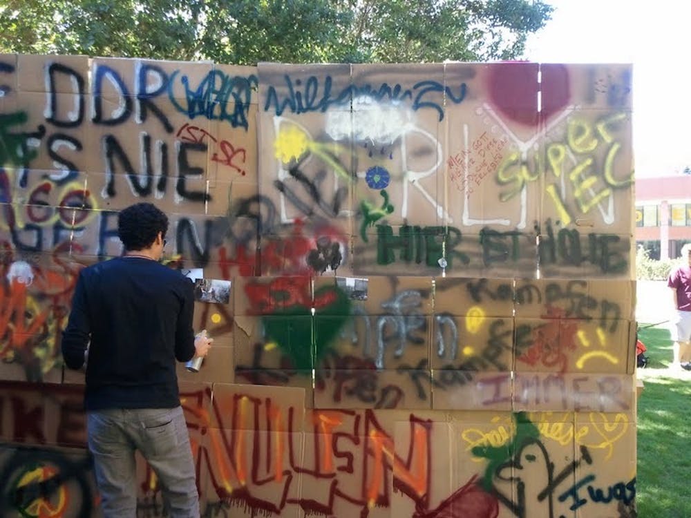 At the German Culture Event on Nov. 9, students from German language courses put together cultural representations in a variety of forms, such as the Berlin Wall. Photo courtesy of Carla Ghanem.