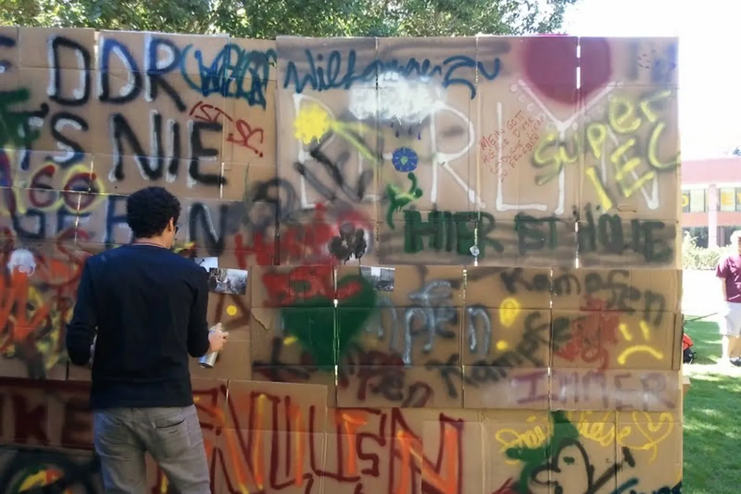 At the German Culture Event on Nov. 9, students from German language courses put together cultural representations in a variety of forms, such as the Berlin Wall. Photo courtesy of Carla Ghanem.