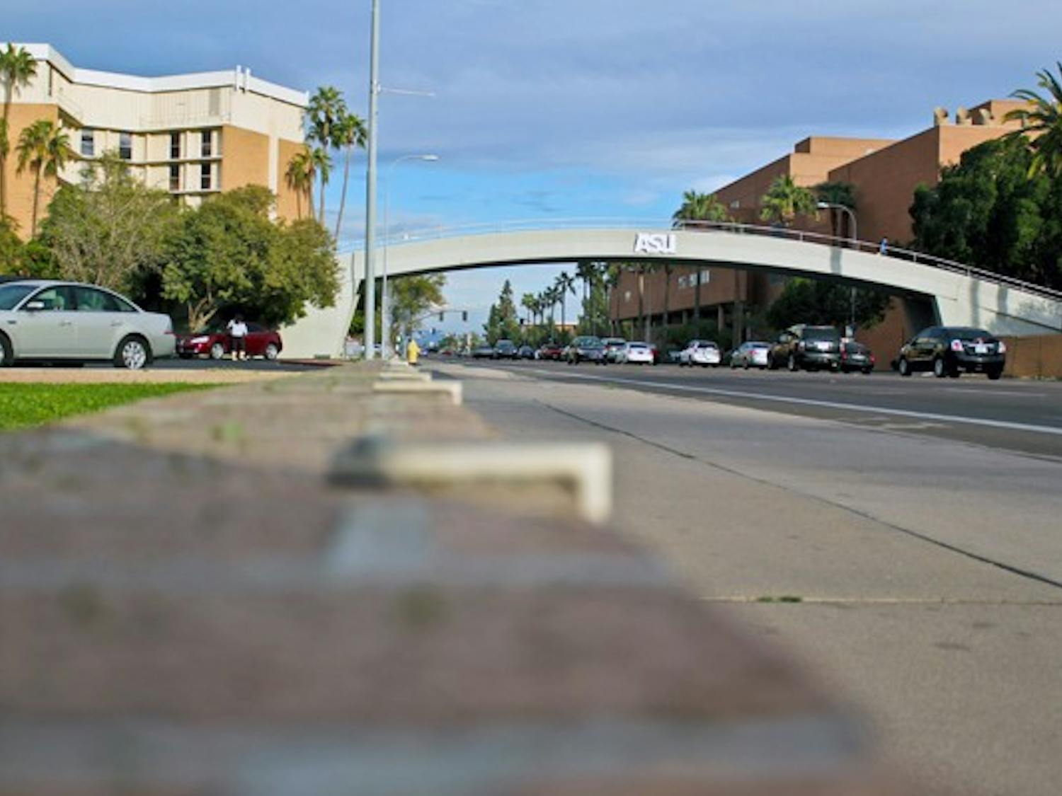 A view of University Bridge from the ground on a beautiful Arizona day. (Photo by Marissa Krings)