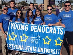 The ASU Young Democrats participating in the 2015 Martin Luther King Jr. Day parade.&nbsp;