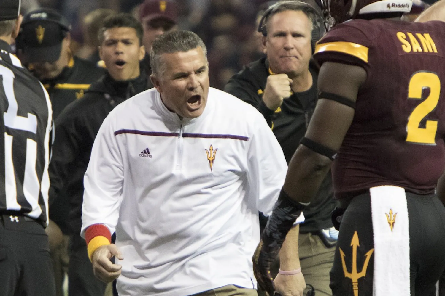 ASU head coach Todd Graham reacts after a play during the Motel 6 Cactus Bowl on Saturday, Jan. 2, 2016, at Chase Field in Phoenix.