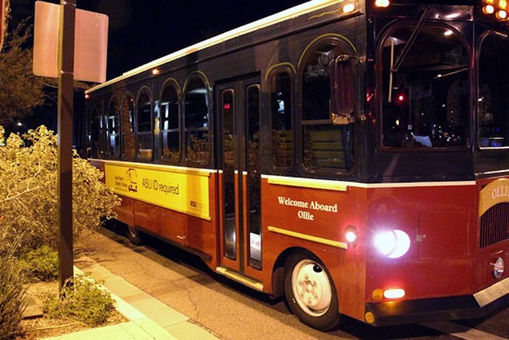 The safety trolley is a new system put in place by USGD President Frank Smith III, which transports students to various parking lots during the night. The trolley runs every 15 minutes and is available to any student with their ID present. (Photo by Tynin Fries)
