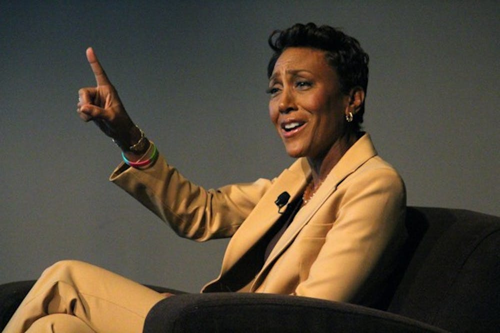 Good Morning America Anchor Robin Roberts speaks to students of the Cronkite school and answers questions about her career, health and ambition on Oct. 5 in Phoenix. Robin Roberts is this year's recipient of the Cronkite Award. (Photo by Tynin Fries)