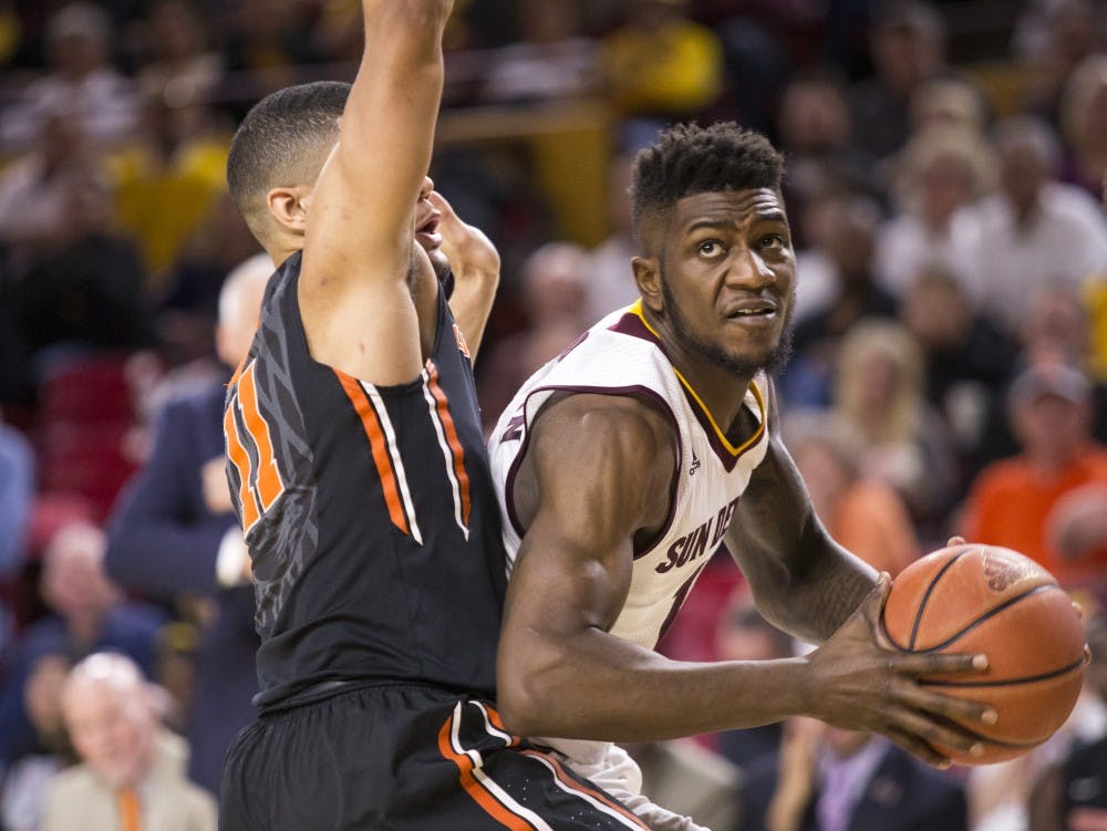 Arizona State Sun Devils guard Maurice O'Field looks to score during a game against the Oregon State Beavers at Wells Fargo Arena in Tempe, Arizona, on Thursday, Jan. 28, 2015. The Sun Devils took the win over the Beavers, 86-68.