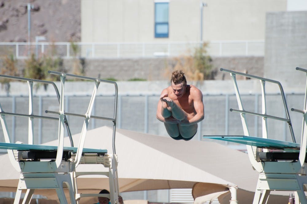 An ASU diver at a meet against Stanford on Jan. 24, 2015 at the Mona Plummer Complex in Tempe. (Ben Moffat/ The State Press)