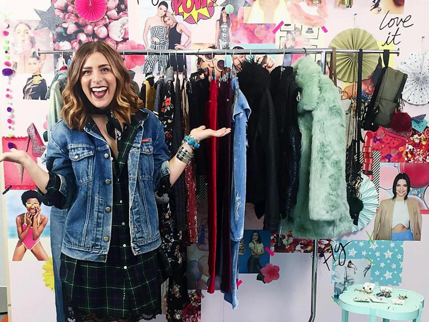 Audree Lopez poses for a photo&nbsp;behind the scenes at a Seventeen.com Facebook Live event presenting her favorite fall trends for September.