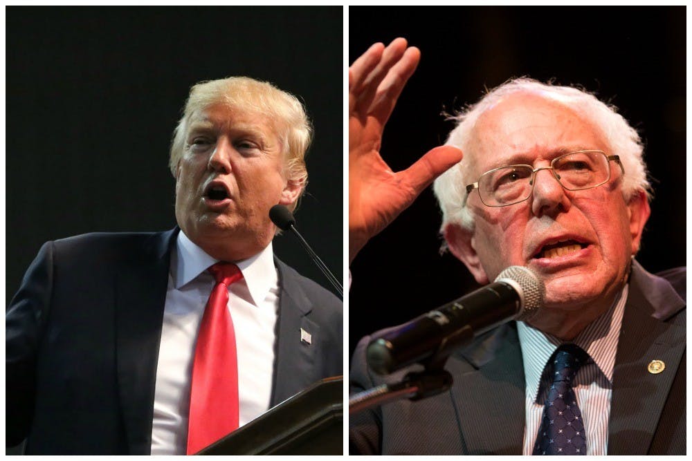 Photo illustration of Donald Trump and&nbsp;Bernie Sanders. (Bernie Sanders photo by&nbsp;Erin Hooley/Chicago Tribune: Donald Trump photo by John Fitzhugh/Biloxi Sun Herald)&nbsp;