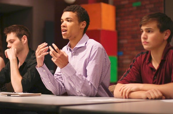 MIXING IT UP: USG University and Academic Affairs Assistant Terry Jones speaks at an open forum in the Memorial Union on Thursday about the possibility of gender neutral housing for ASU students. (Photo by Lisa Bartoli)