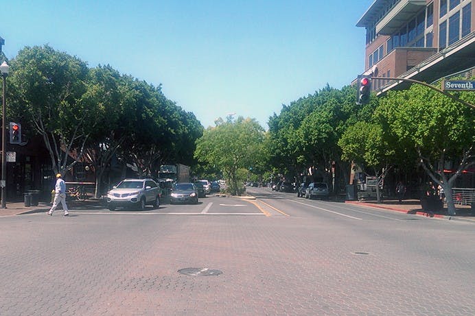 The intersection of Mill Avenue and 7th Street, where two student housing developments were proposed, pictured on Thursday, July 7.
