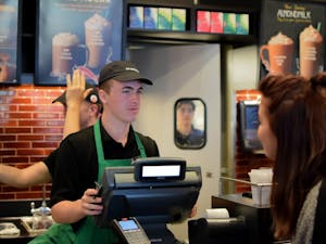 ASU student Christine Boisson orders at the Starbucks in the MU on Oct. 17, 2016.