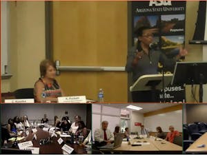 The faculty's University Senate livestreams its meetings between rooms on Tempe, Downtown, Polytechnic and West campuses to provide a university-wide voice.