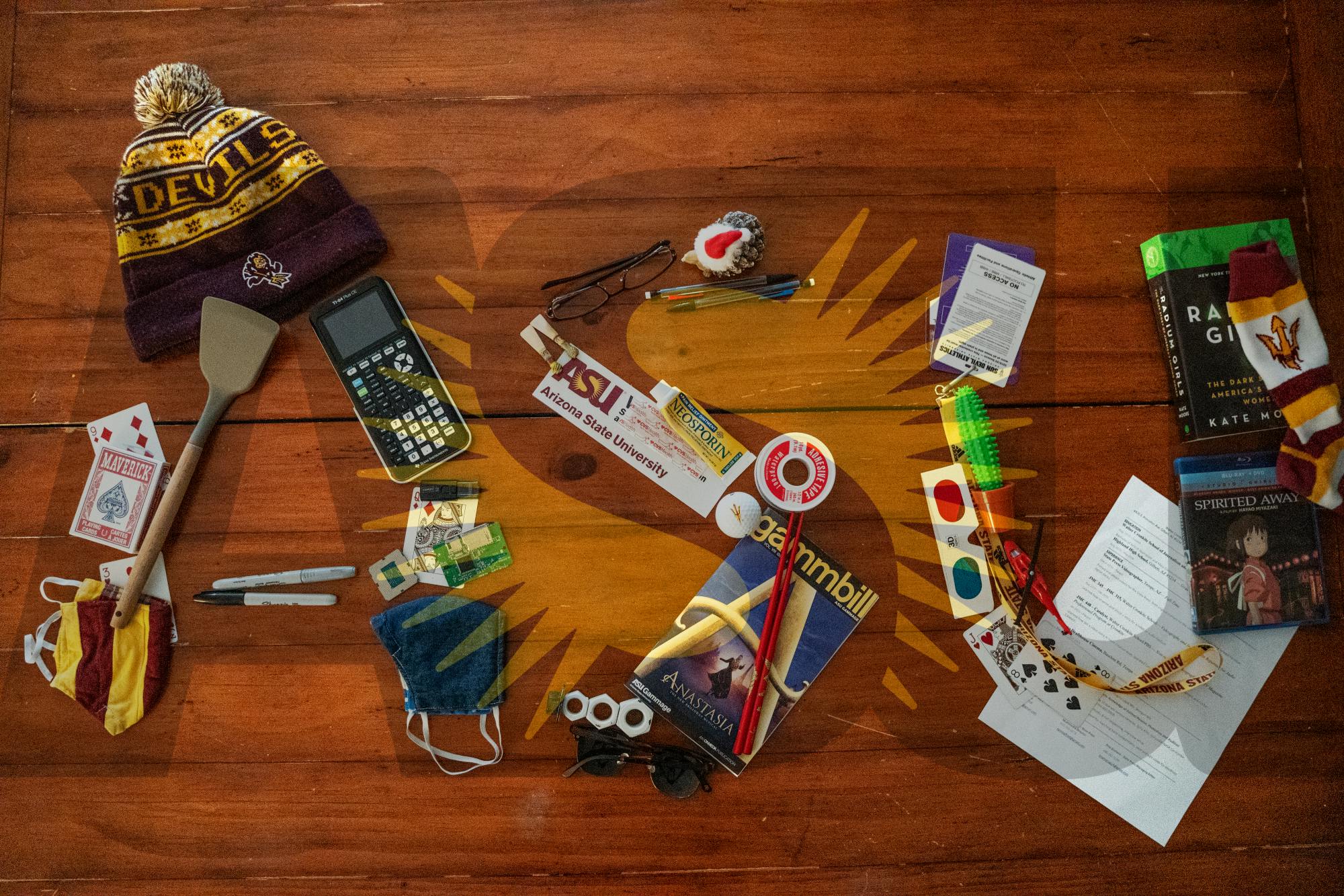 ASU logo with items