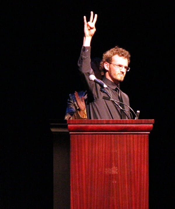 Travis Marshall won the Sun Devil Spirit Pitchfork Award on Tuesday night. He is known for his involvement in dance offs at sporting events, connections to many student organizations, and overall enthusiasm for being a sun devil. (Photo by Jenn Allen)