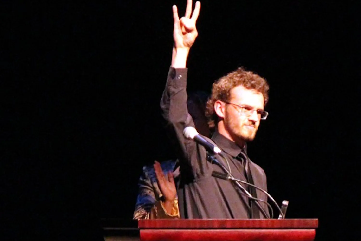 Travis Marshall won the Sun Devil Spirit Pitchfork Award on Tuesday night. He is known for his involvement in dance offs at sporting events, connections to many student organizations, and overall enthusiasm for being a sun devil. (Photo by Jenn Allen)