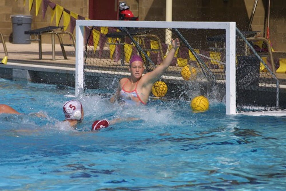 BACK OF THE NET: ASU freshman goalkeeper Amanda Young is unable to make a save during a practice earlier this season. The Sun Devils will play in the Cal Lutheran Invitational this weekend. (Photo by Serwaa Adu-Tutu)