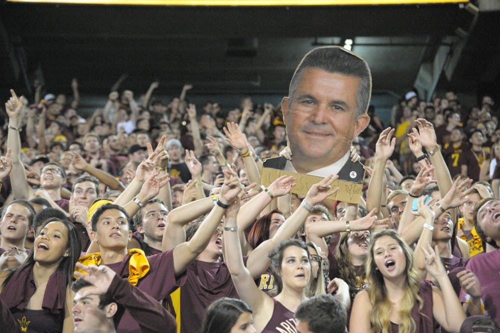 ASU fans cheer against Stanford, Saturday, Oct. 18, 2014 at Sun Devil Stadium in Tempe. The Sun Devils beat the Cardinal, 26-10.