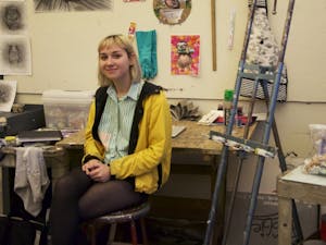 Senior drawing major Ellie Craze poses for a portrait in her studio in the Art building on Tuesday, Feb. 2, 2016, in Tempe.