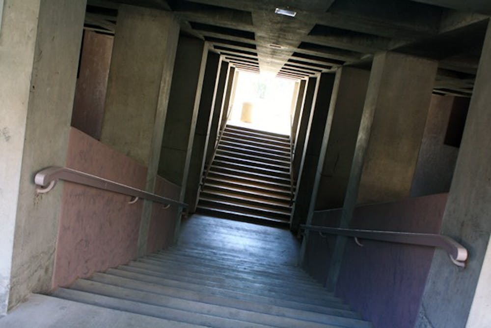 The underground portion of the ASU Art museum holds an air of mystery and darkness even in the daylight. (Photo by Jessie Wardarski)