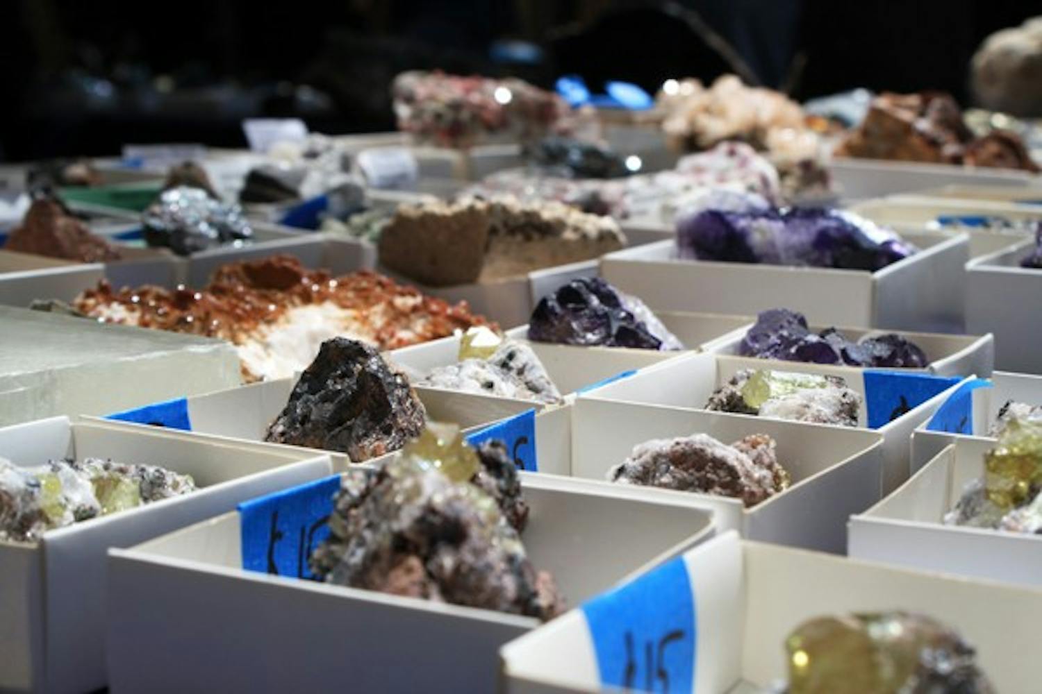 ASU’s Planetary Geology Group sold an assortment of rocks, minerals and elements on the Tempe campus to raise money for the club on Wednesday afternoon. (Photo by Jessie Wardarski)