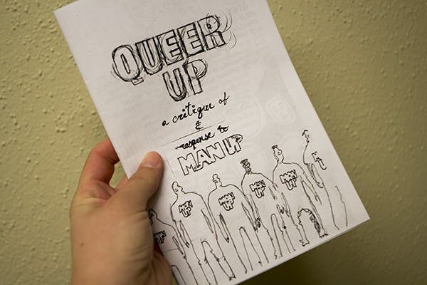 A queer visual culture class created Queer Up ASU as a response to Man Up ASU. The group is hosting an event on campus Wednesday in hopes to challenge the idea of male privilege and start dialogue about respect for women and gender non-binary people. (Photo by Diana Lustig)