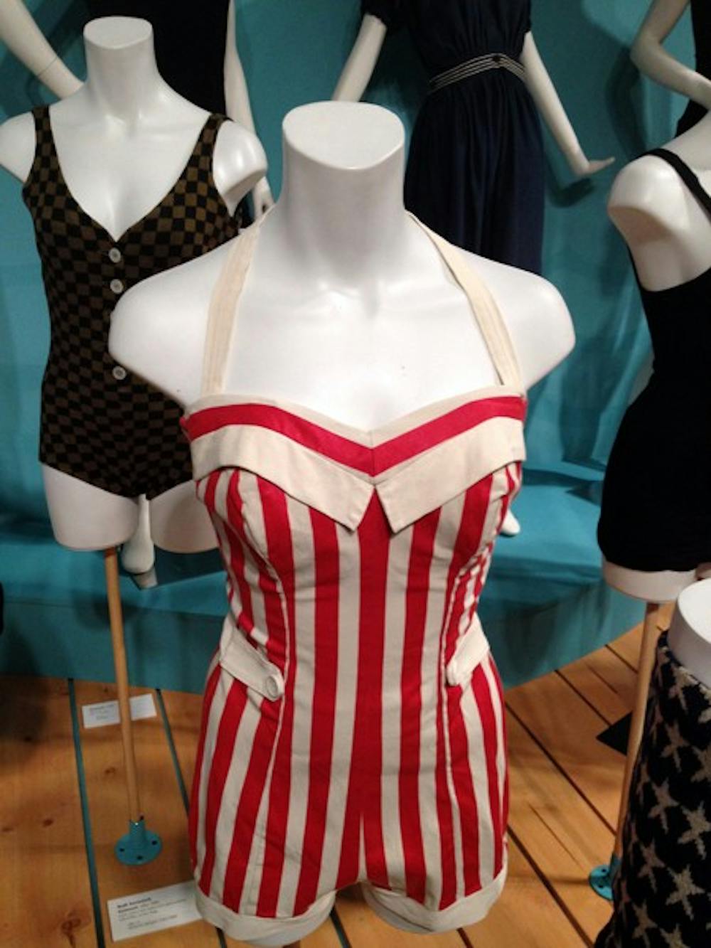 A swimsuit from the mid-1900s shows the evolution of swimsuits in "The Sea" exhibit. (Photo by William Hamilton)