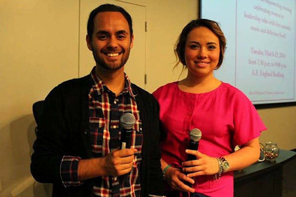 Robert Soares and Alexis Kramer made sure everything went smoothly and that guests had a great time during the Honoring Empowered Women Reception on Tuesday night at the Downtown Phoenix Campus. (Photo by Brittany Schmus)