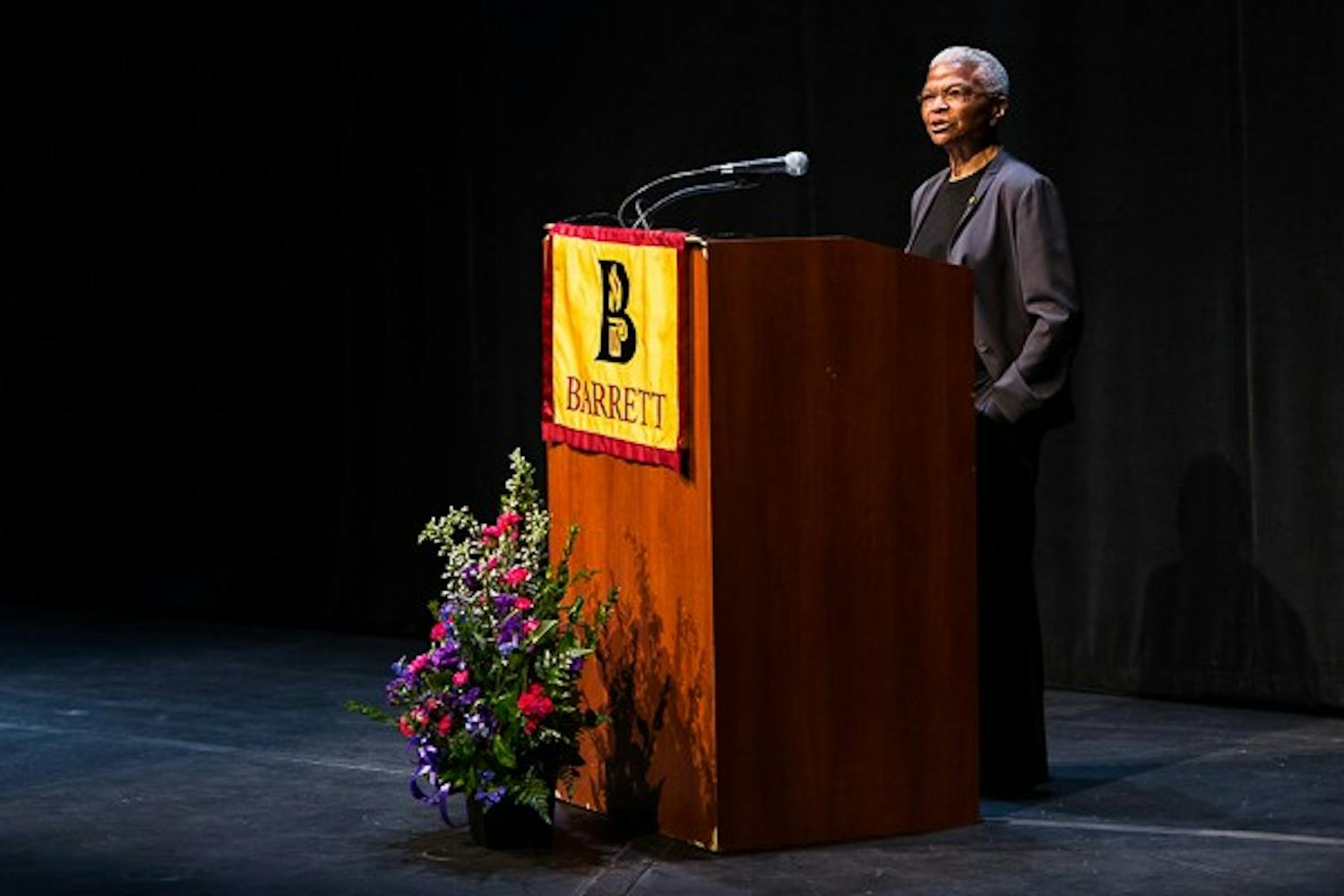 Dr. Mary Frances Berry speaks at the John J. Rhodes Lecture in Public Policy & American Institutions at the Galvin Playhouse on Wednesday, Feb. 25, 2015. In the lecture, presented by Barrett, the Honors College, Berry covered a variety of human and civil rights issues and challenged the audience to make a change for justice. (Daniel Kwon/The State Press)