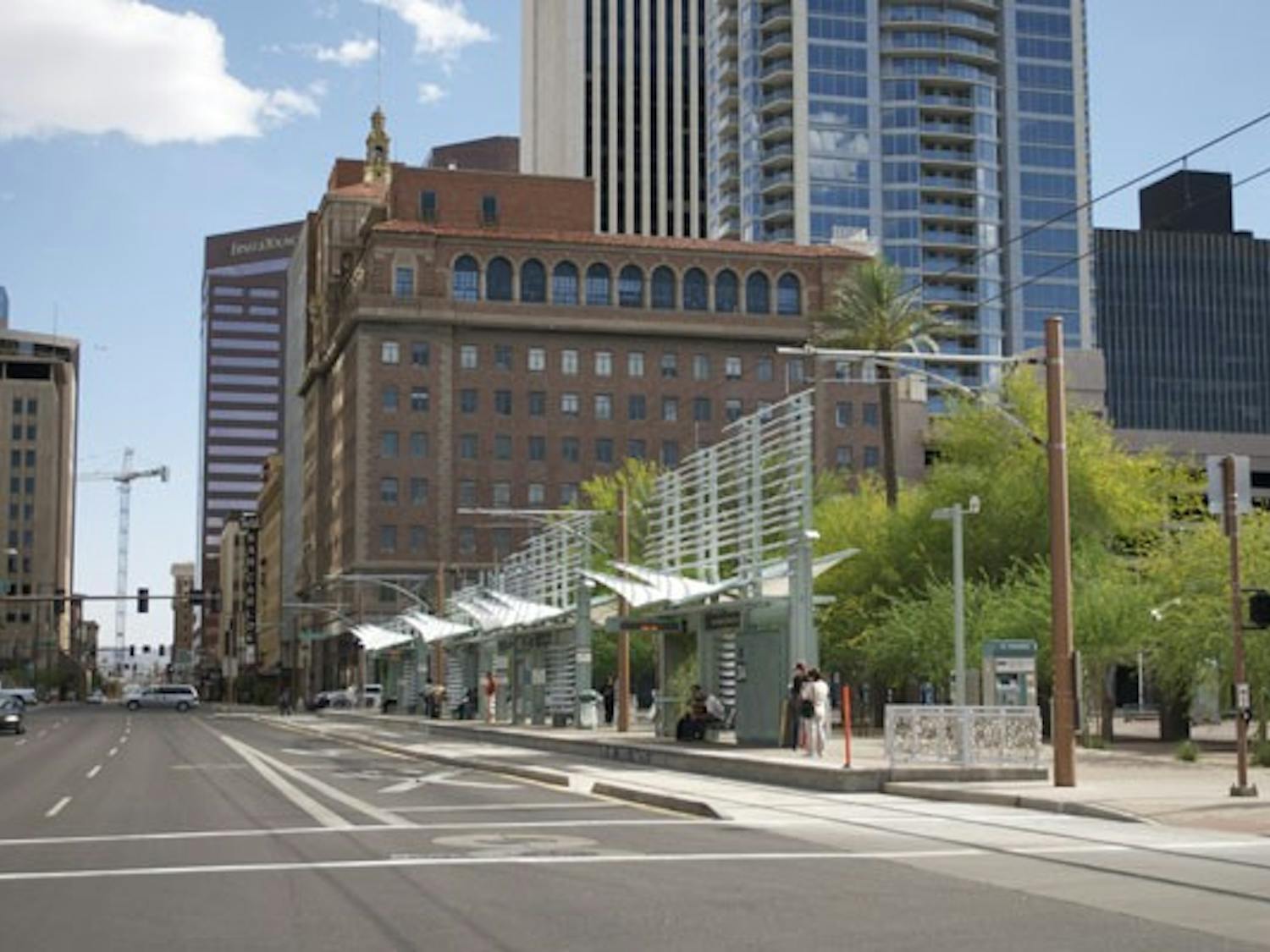 GREEN LIGHT RAILS: Energize Phoenix, which is a partnership between ASU and the city of Phoenix, are helping to make the light rail "greener". (Photo by Molly Smith)