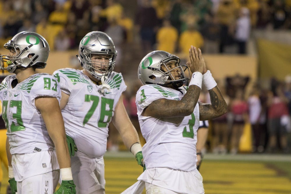 Football Oregon Vernon Adams touchdown reaction