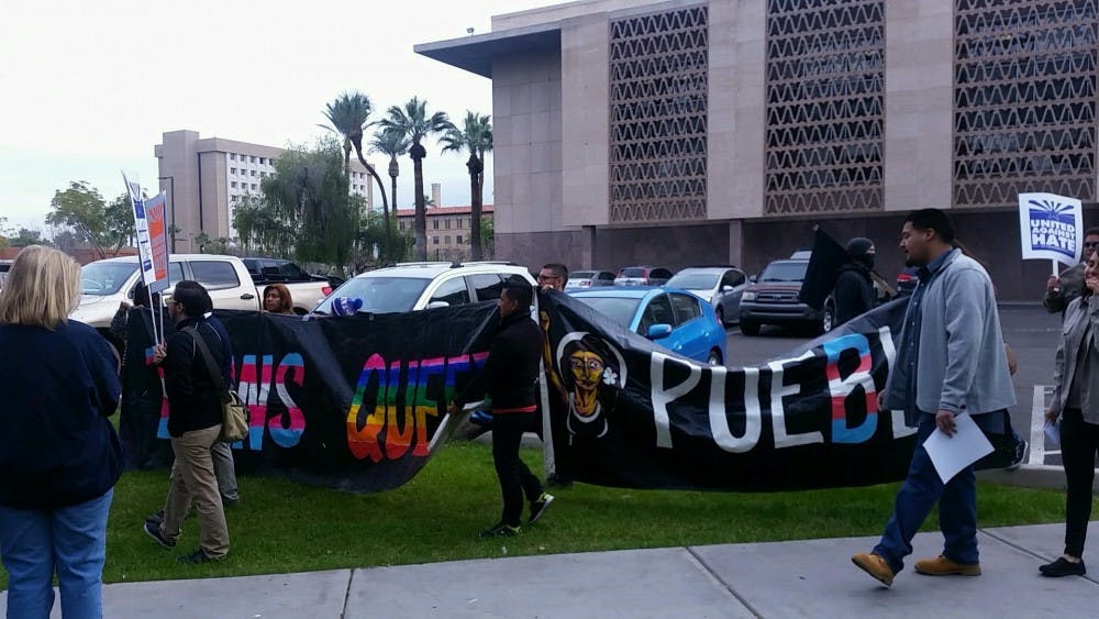 AZ legislature opening protest Trans Queer Pueblo