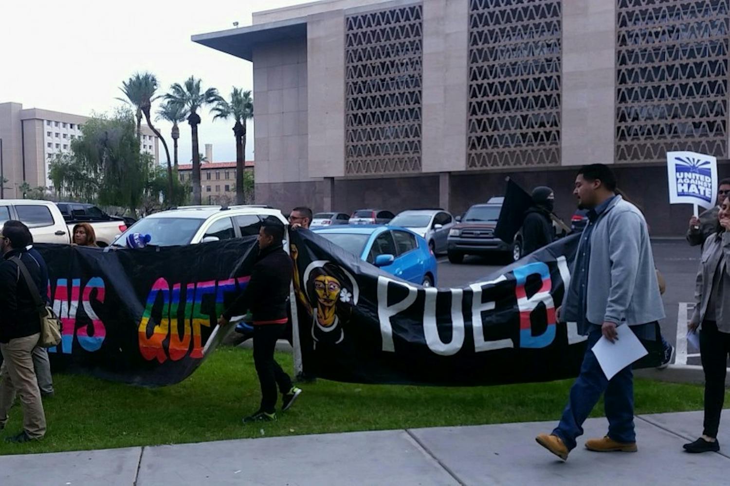 AZ legislature opening protest Trans Queer Pueblo