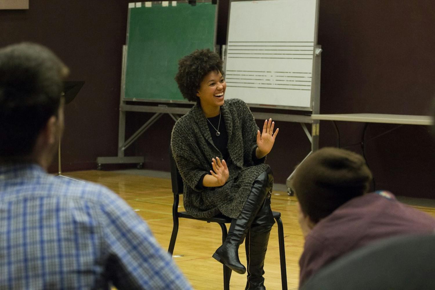 Alexandra Ncube engaging in a Q&A session with ASU Theatre and Music students on Wednesday, Nov 4, 2015 at the ASU School of Music.