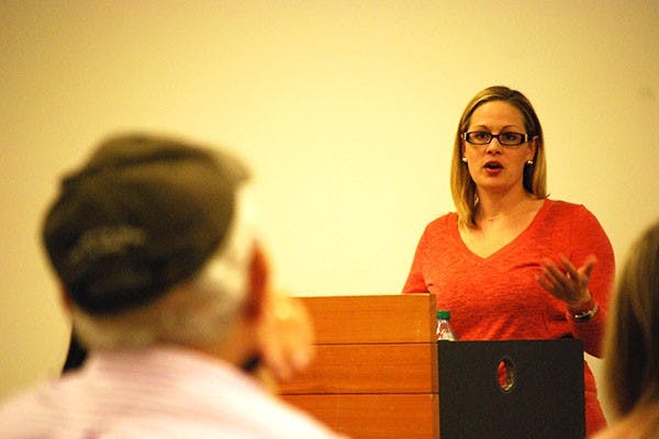 Sun Devils for Israel invited Krysten Sinema to speak about her trip to Isreal and how it has affected her views of of the nation in the Memorial Union November 3, 2013. (Photo by Murphy Bannerman)