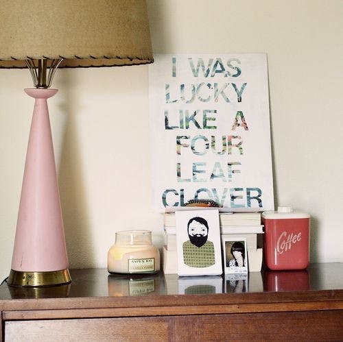 One of my favorite DIY creations from A Beautiful Mess: song-lyric wall art. Photo taken from the A Beautiful Mess blog. 