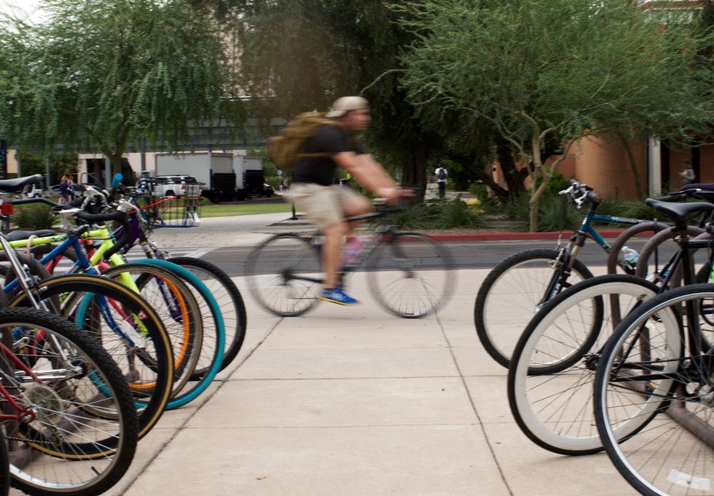Some ASU students believe that&nbsp;the University should implement the use of&nbsp;bike paths&nbsp;in place of walk-only zones. Photo taken on the Tempe campus on&nbsp;Tuesday, Sept. 20, 2016.