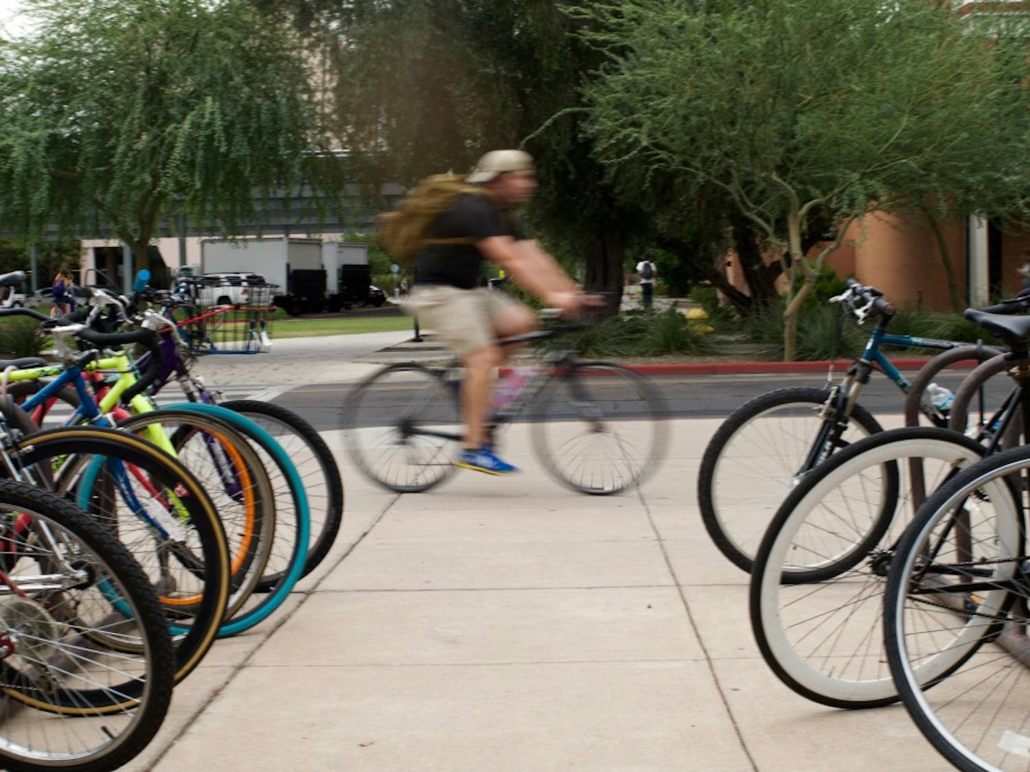 Some ASU students believe that&nbsp;the University should implement the use of&nbsp;bike paths&nbsp;in place of walk-only zones. Photo taken on the Tempe campus on&nbsp;Tuesday, Sept. 20, 2016.