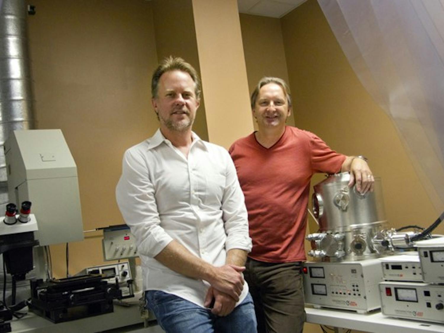 ASU professors Hugh Barnaby and Michael Kozicki are developing electronic technology that will withstand extreme and hostile environments where other electronics would not survive, such as space. (Photo courtesy of Jessica Slater)